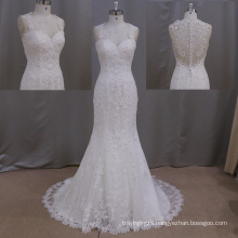 Sexh Lace Mermaid See Through Back Long Train Wedding Dress